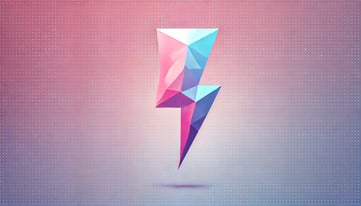 DALL·E 2024-10-01 16.13.26 - Create a simple geometric, low-poly style image featuring a lightning bolt as the main image. Use only the colors pink, light blue, and purple, with n