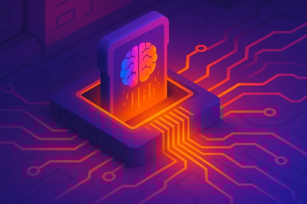 Futuristic Microchip with Glowing Connections